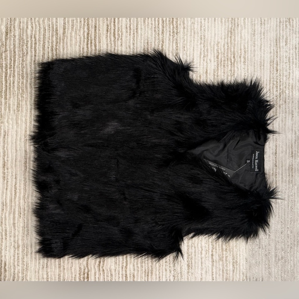 Jason Maxwell Black Faux Fur Kids Vest